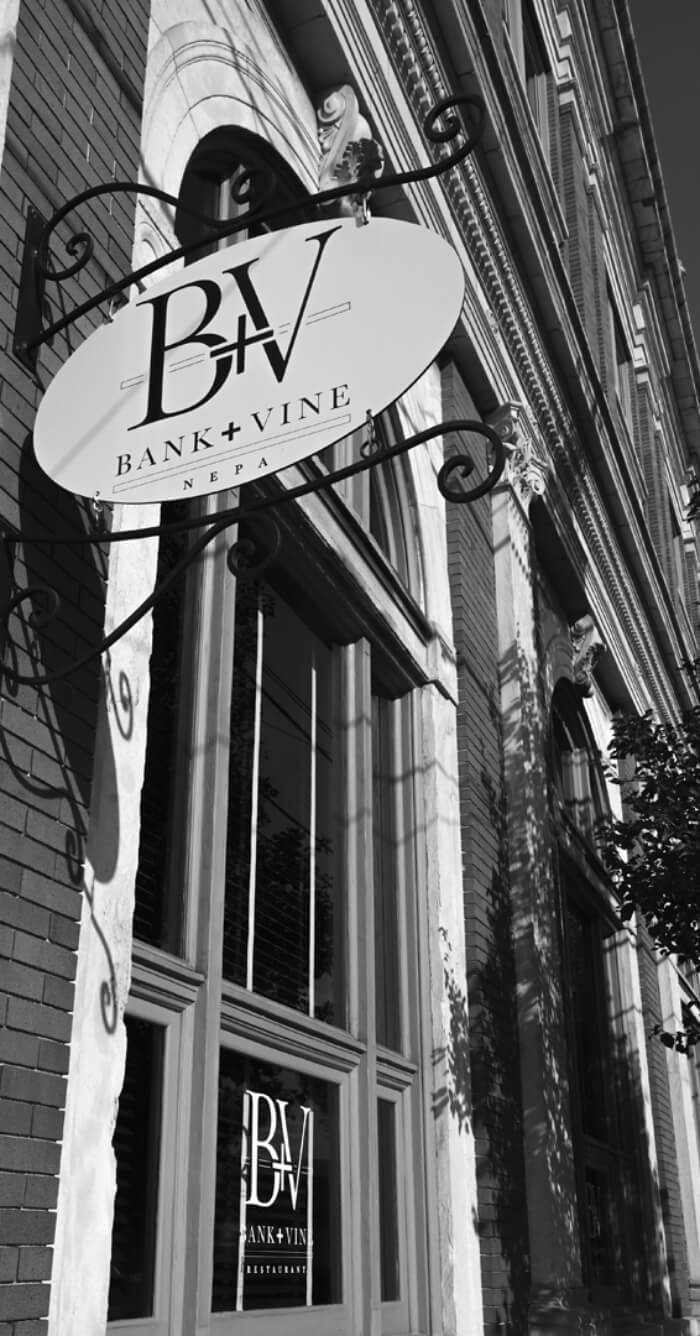 bank+vine sign outside the building
